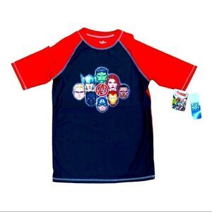 Marvel Avengers Rash Guard Swim Top Shirt